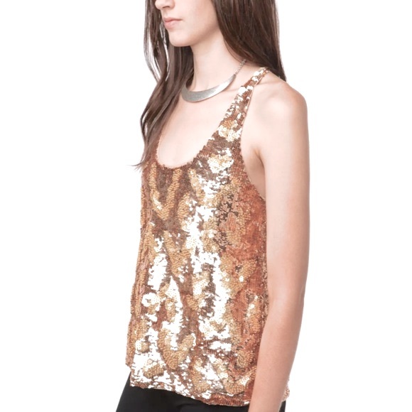 Urban Outfitters Dallin Chase Champagne Sequin Racerback Tank - Picture 2 of 9